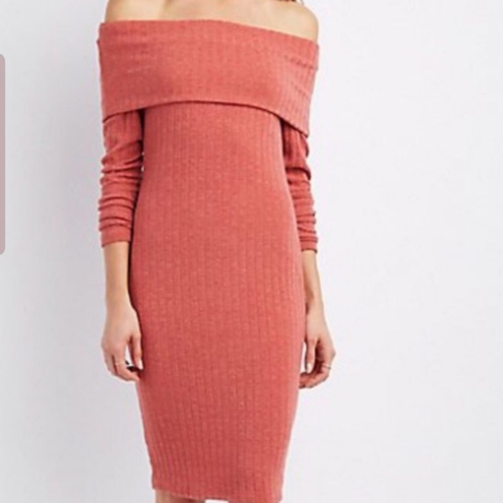 NWT Off shoulder ribbed sweater dress